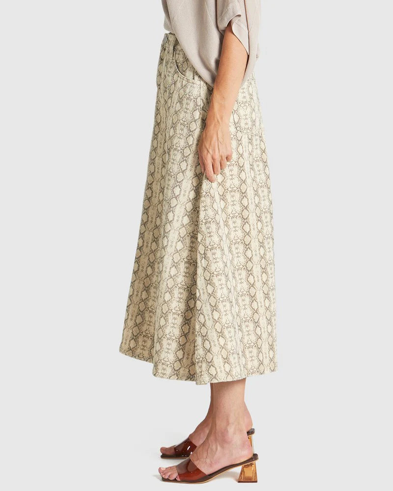 Fate & Becker - Chameleon Denim Skirt - Snake Skin