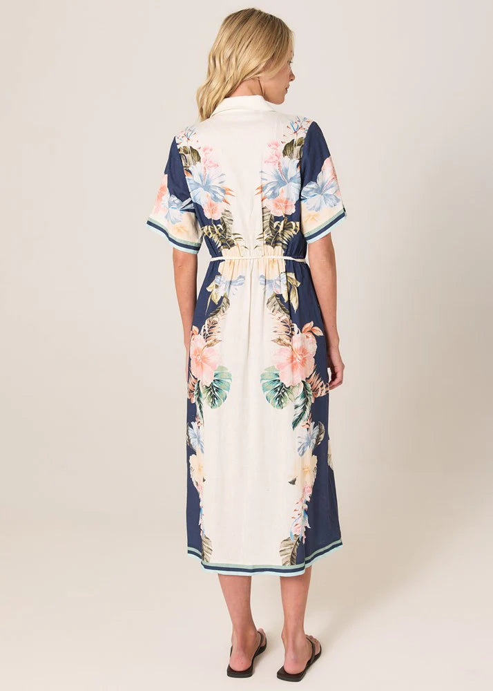 Fate & Becker - Solara Placement Print Shirt Dress - Navy Print