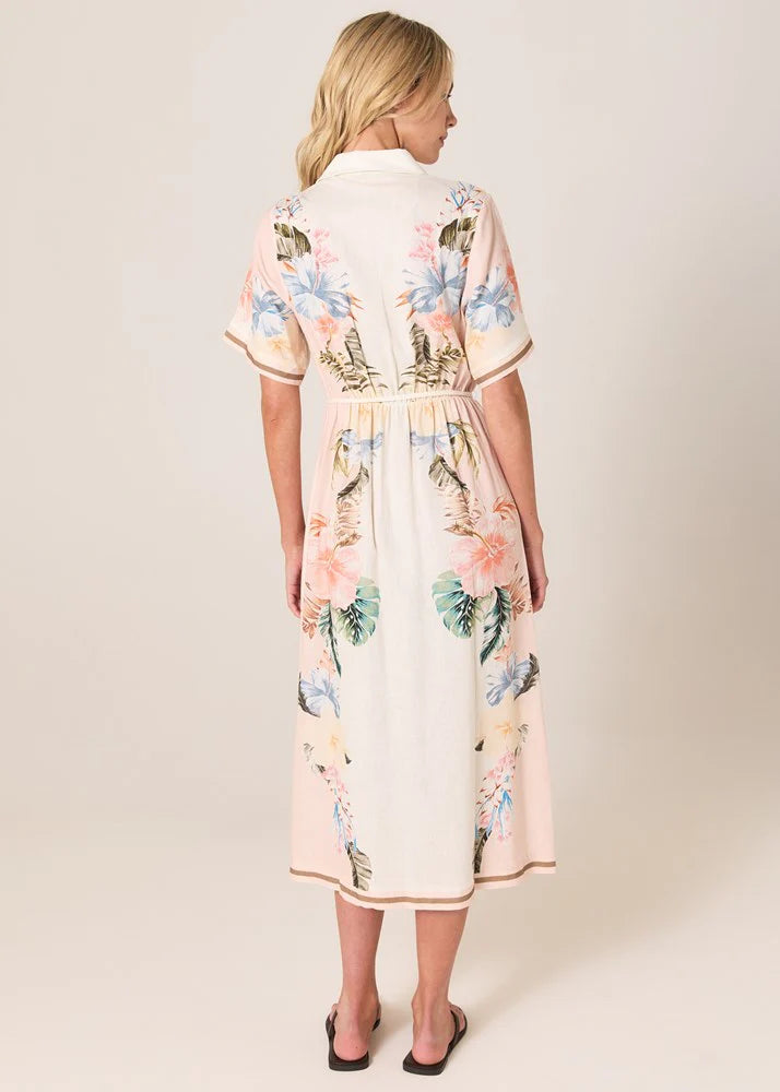 Fate & Becker - Solara Placement Print Shirt Dress - Pink Print