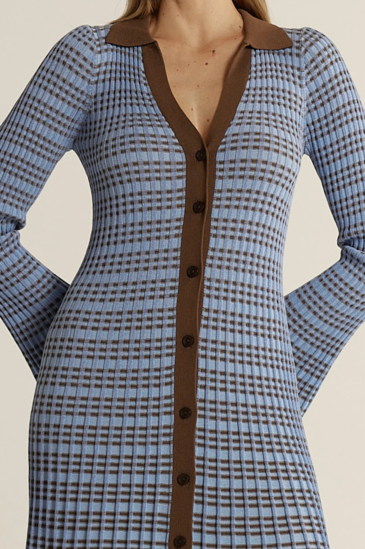 Fate & Becker - Nesta Check Knit Dress - Blue/Chocolat