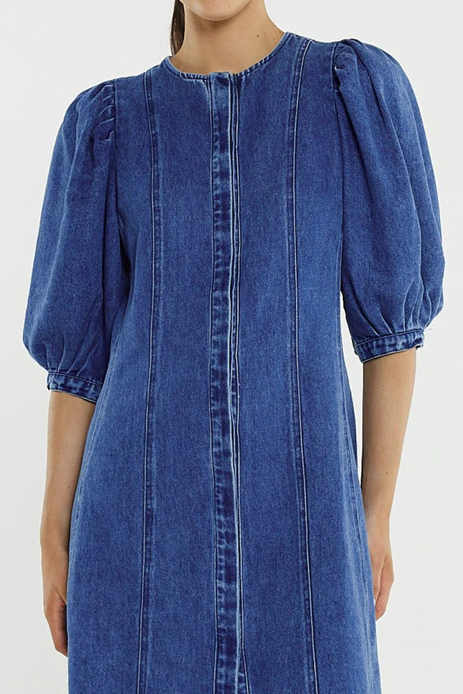 Sass Clothing - Elijah Midi Denim Dress - Classic Blue