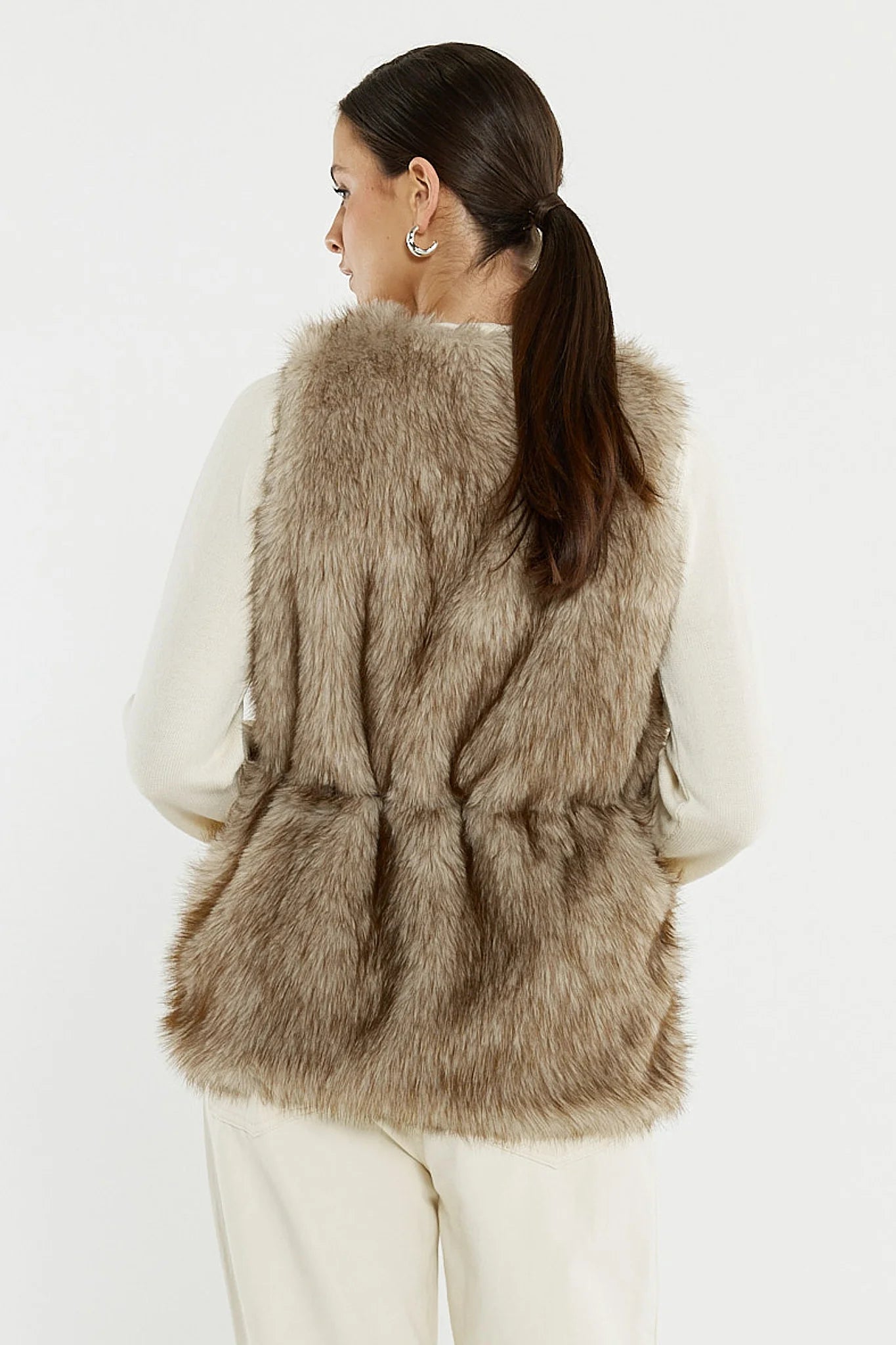 Sass Clothing - Riya Fur Gilet - Fawn