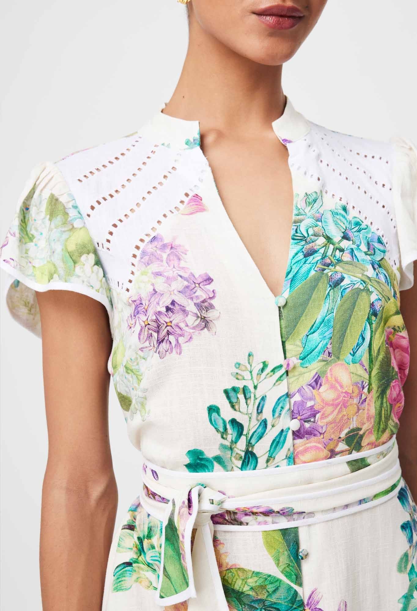 Once Was - Cristina Linen Viscose Dress - Wisteria Alba