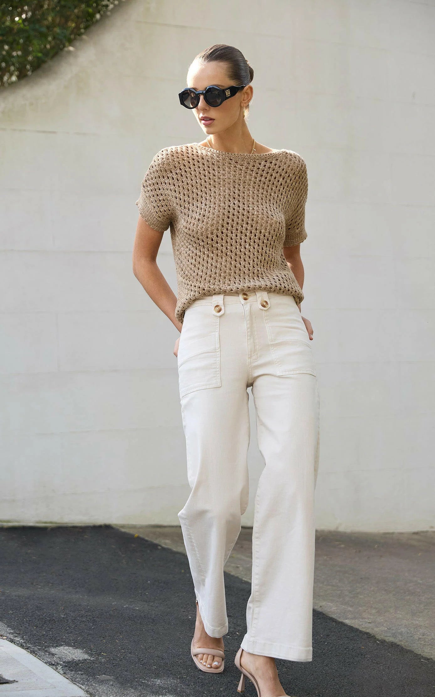 DriCoper - Carrie Wide Straight Leg Jean - Cream
