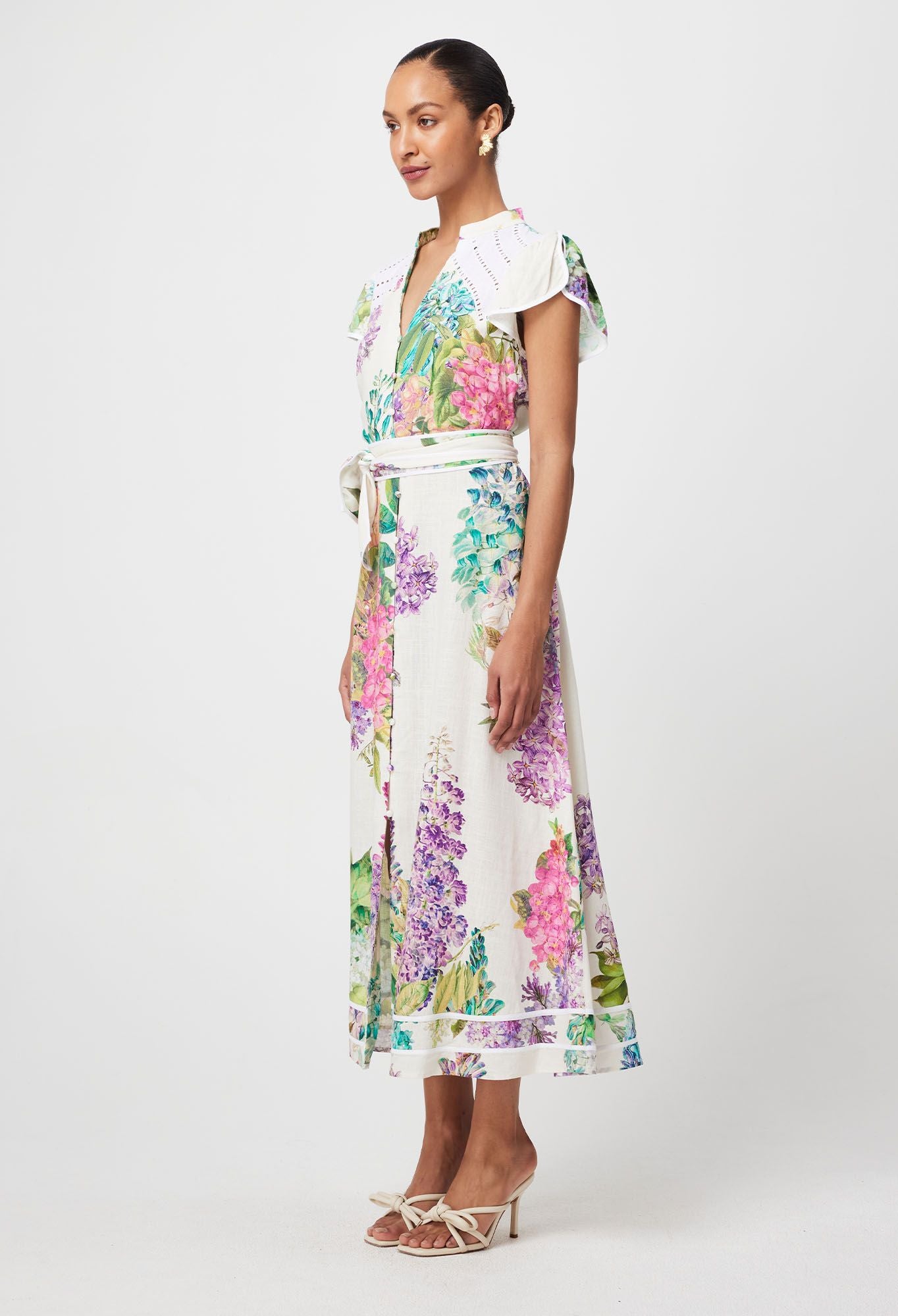 Once Was - Cristina Linen Viscose Dress - Wisteria Alba