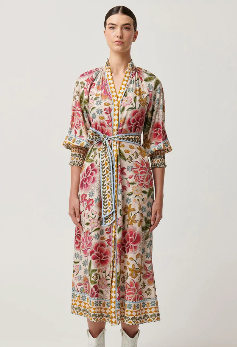 Once Was - Carmen Viscose Linen Maxi Dress - Azalea Fields