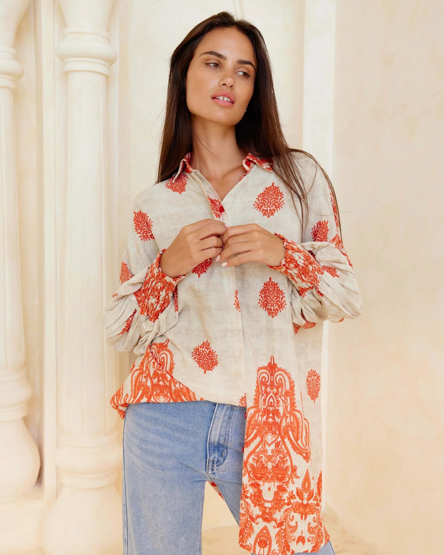 Jatea - Enchanted Eden Shirt - Coral