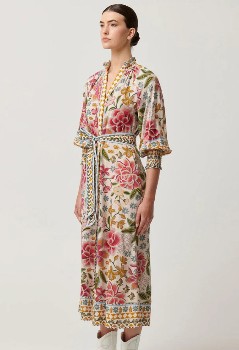 Once Was - Carmen Viscose Linen Maxi Dress - Azalea Fields