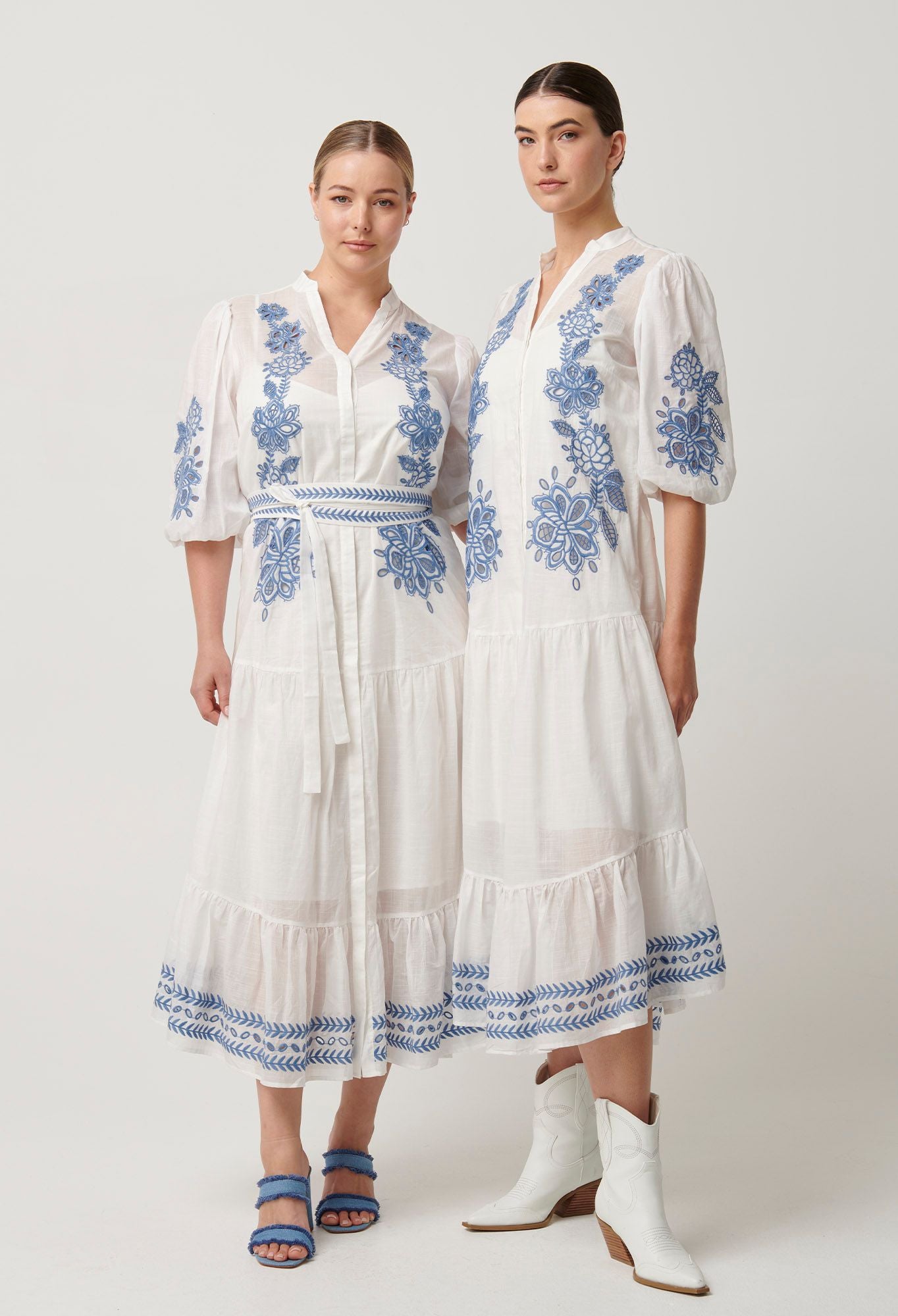Once Was - Gabriette Embroidered Cotton Slub Dress - Milk