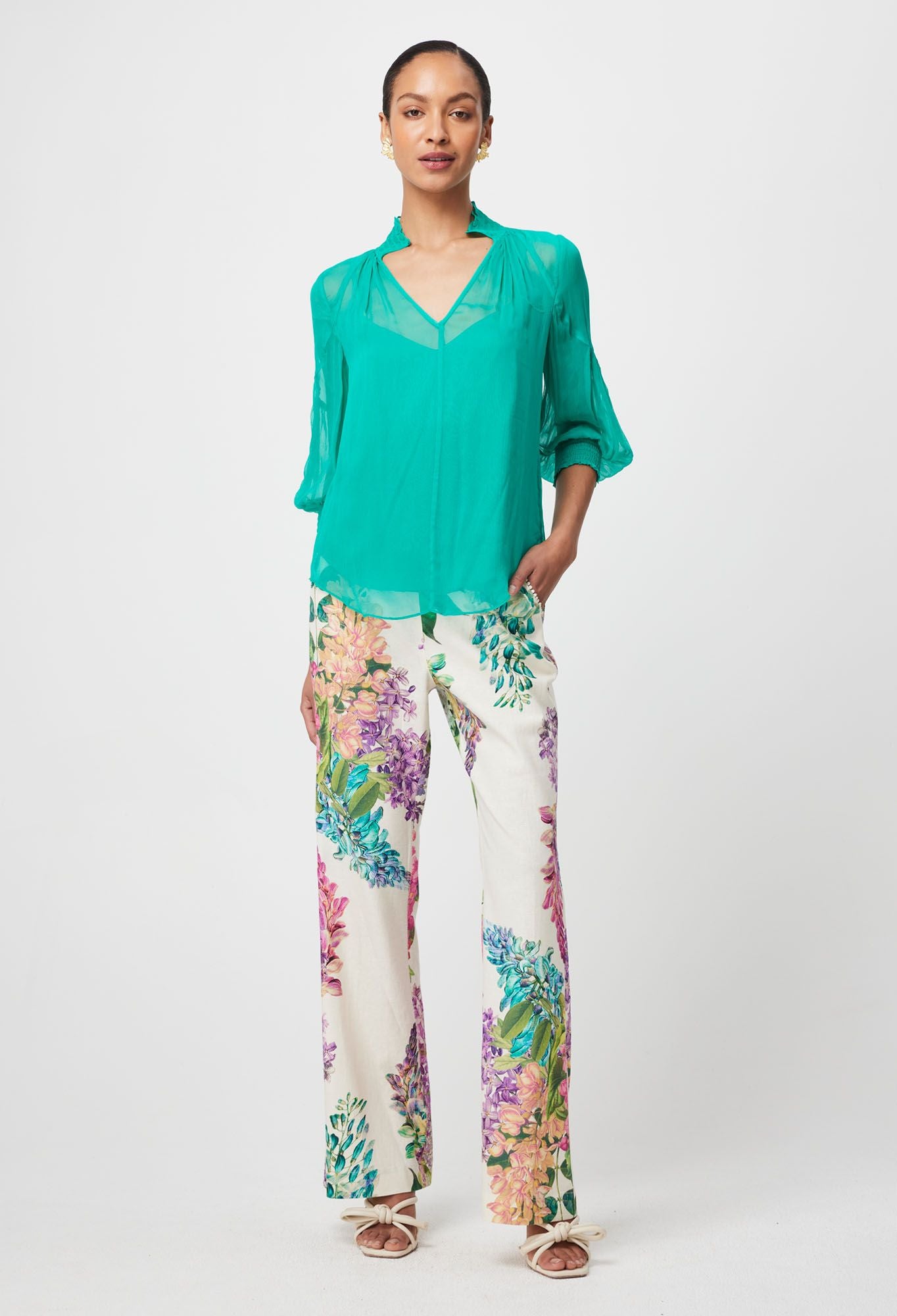 Once Was - Lane Viscose Chiffon Blouse - Bay Green