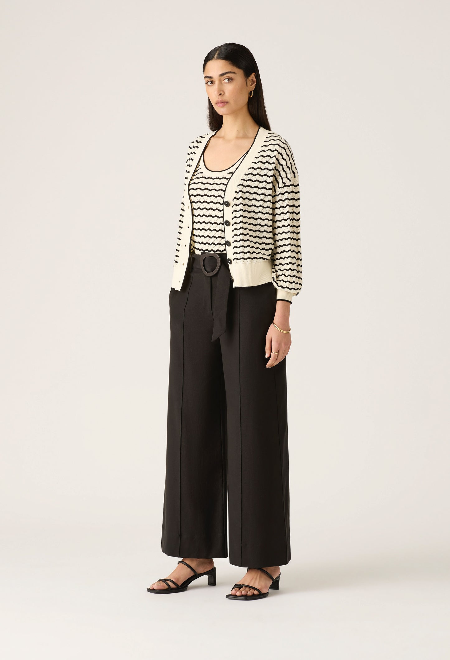 Mos the Label - Elara Knit Cardigan - Black White Stripe