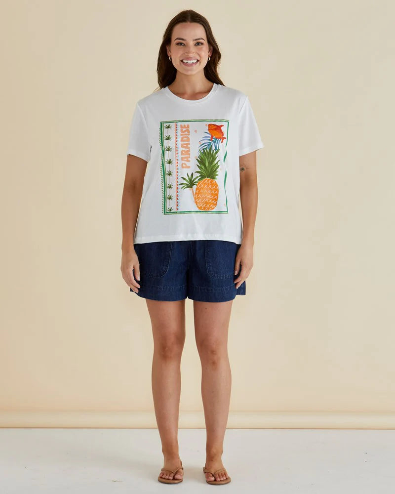 Betty Basics - Ellia Crew Tee - Paradise Beach Print