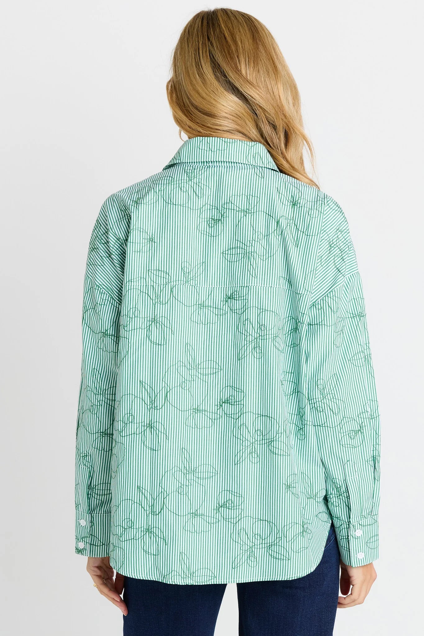 Betty Basics - Sage Shirt - Green Stripebetty