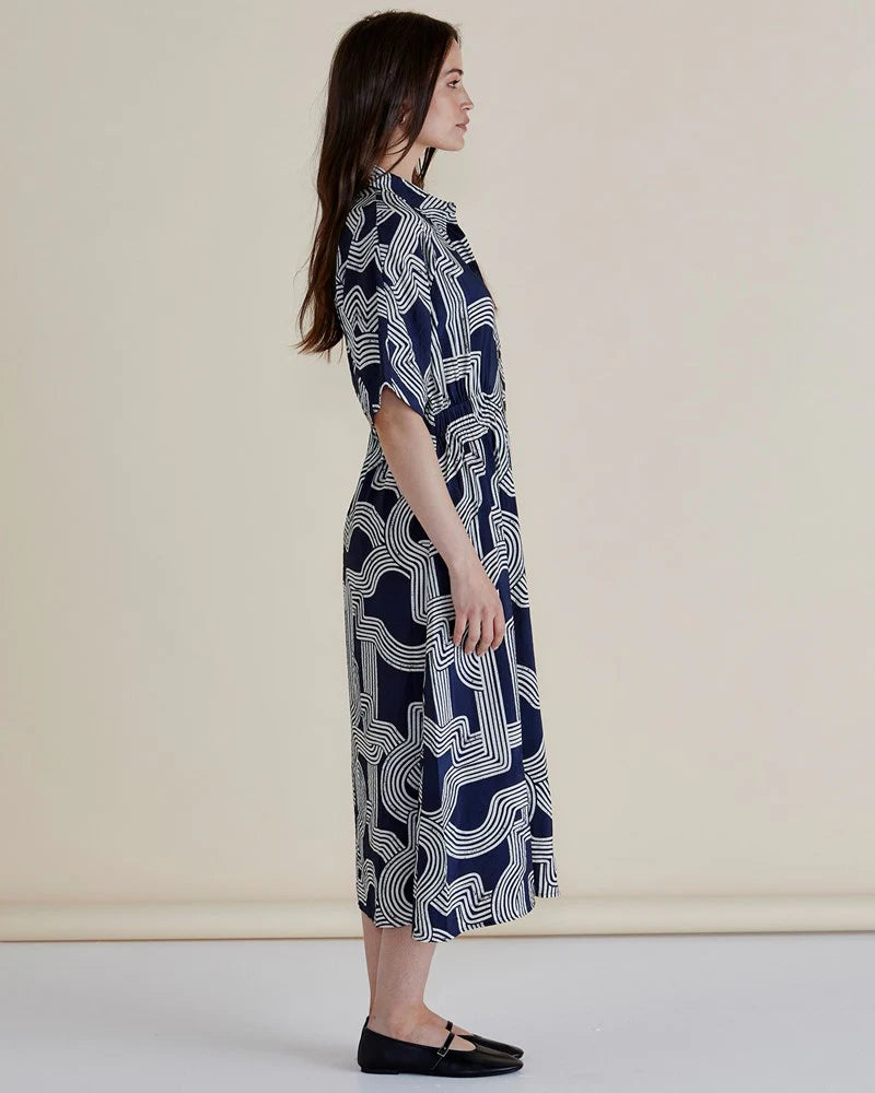 Skye Dress - Navy Geo