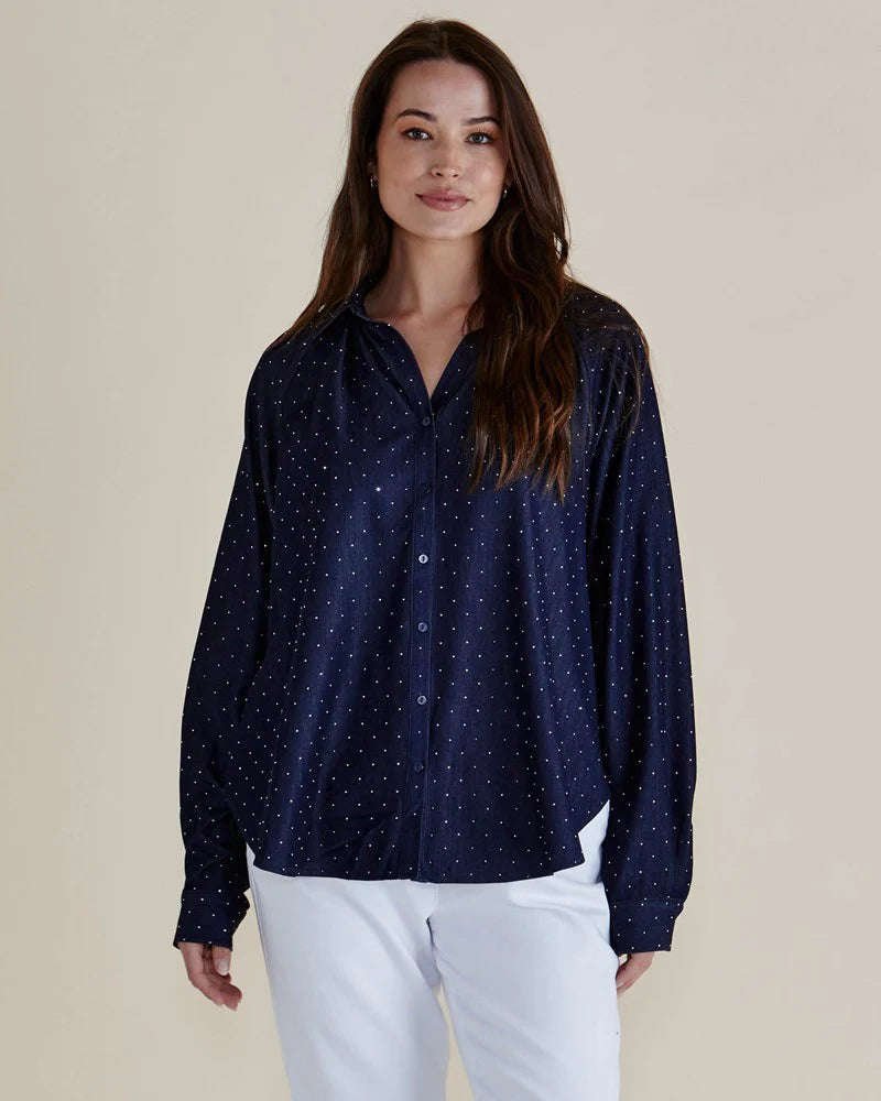 Lizza Embellished Shirt - Dark Blue