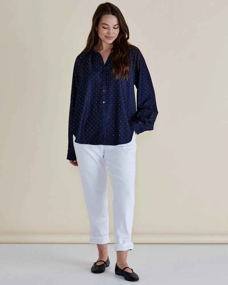 Lizza Embellished Shirt - Dark Blue
