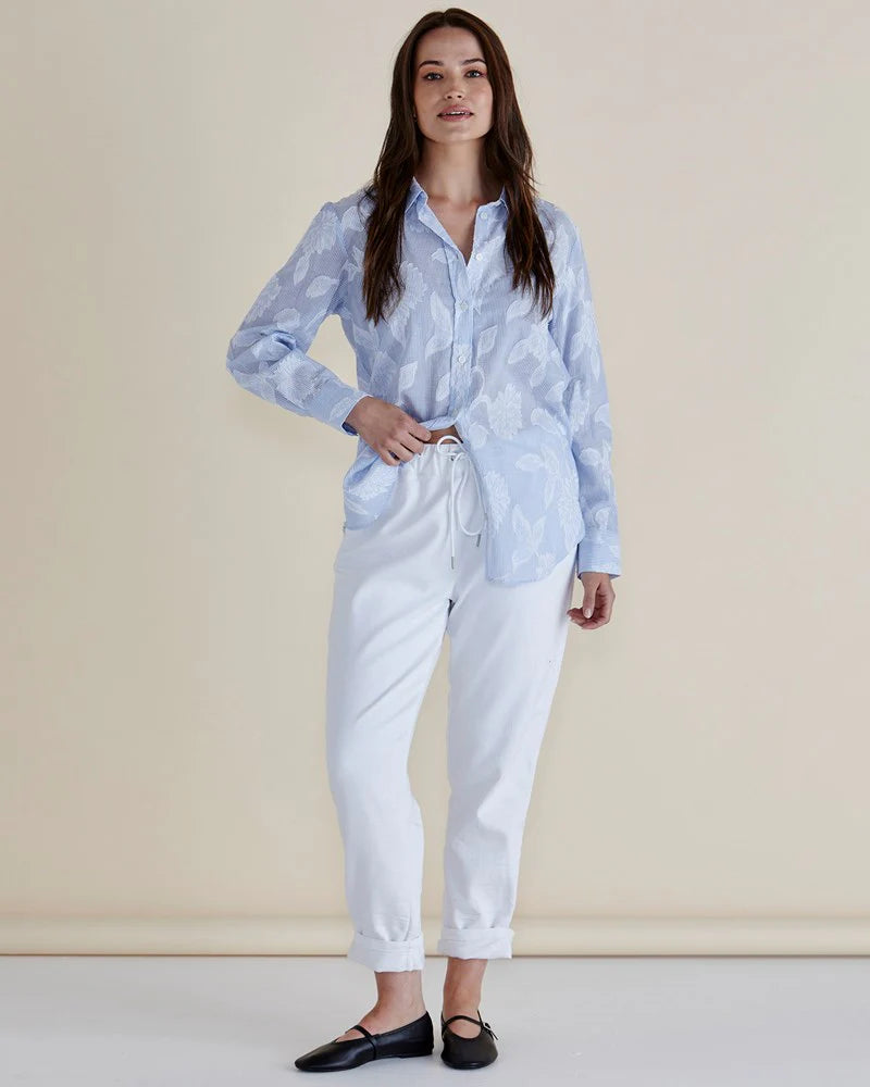 Lace Stripe Shirt - Lace Floral