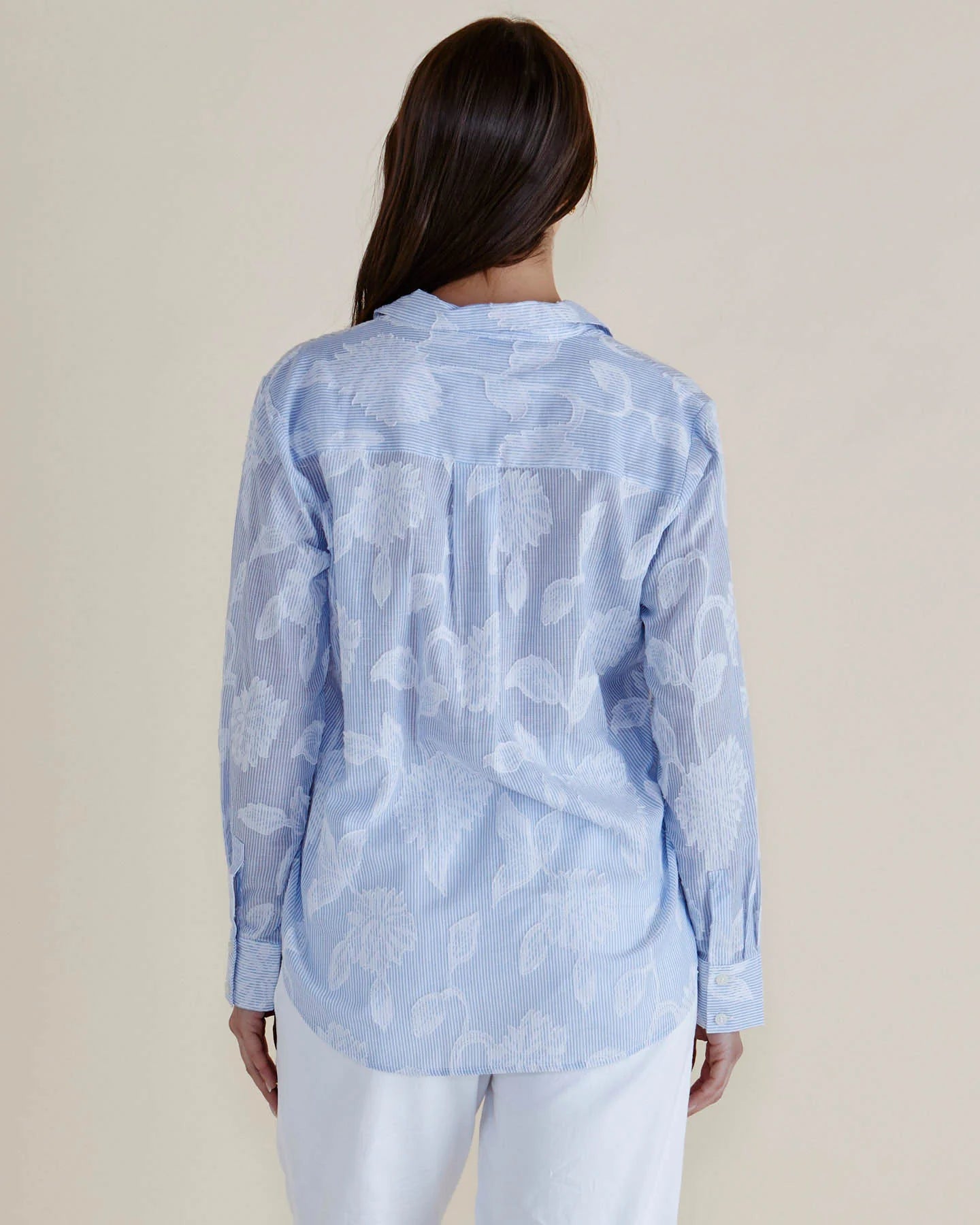 Lace Stripe Shirt - Lace Floral