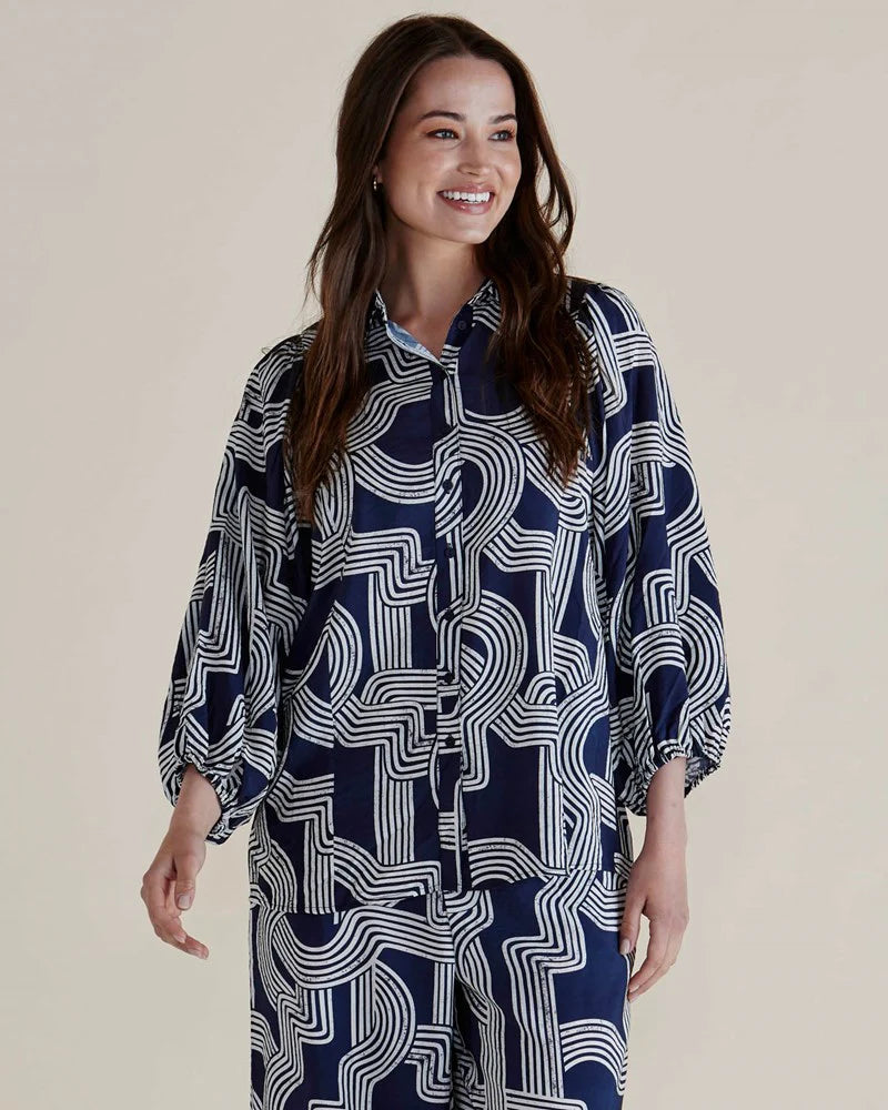 Rosalind Shirt - Navy Geo
