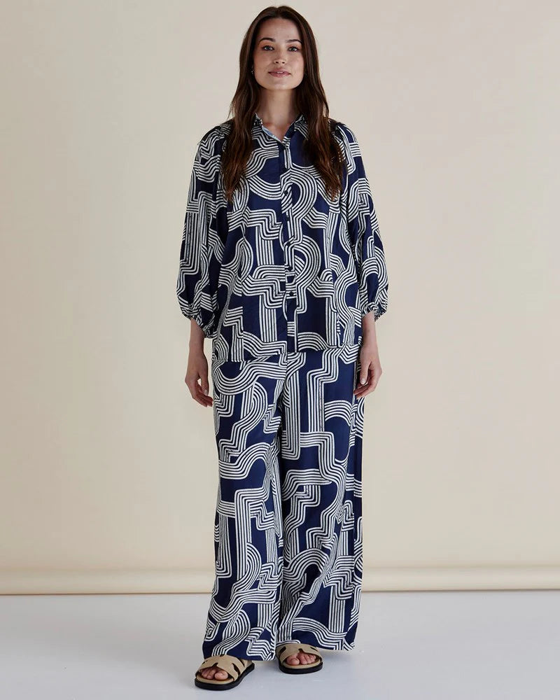 Rosalind Shirt - Navy Geo