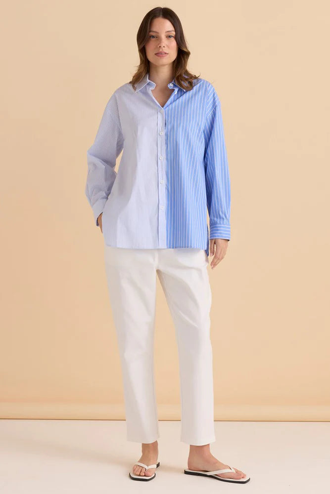Betty Basics - Stevie Shirt - Blue Stripe Contrastbett