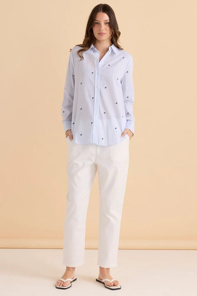 Betty Basics - Reid Shirt - Blue Bow Stripe