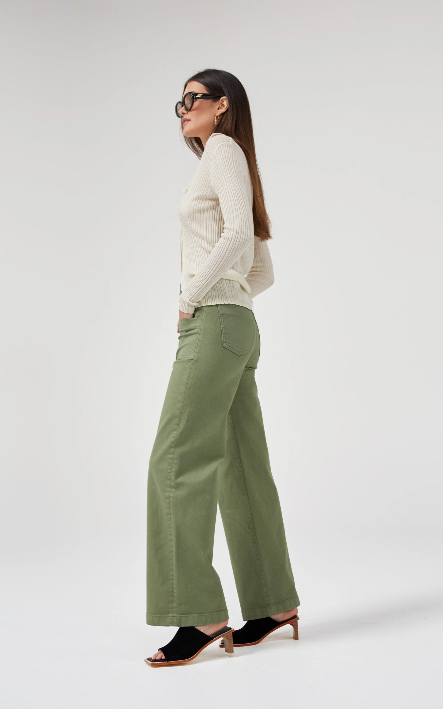 DriCoper - Carrie Wide Straight Leg Jean - Oil Green