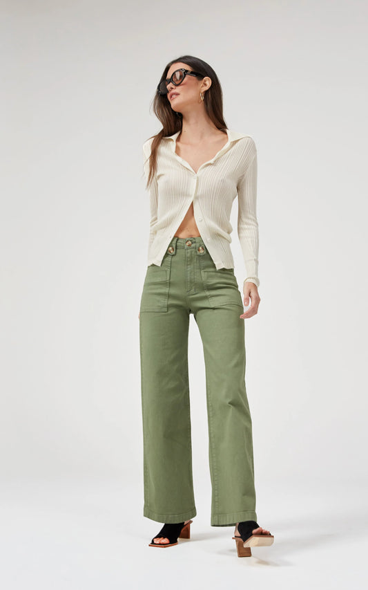 DriCoper - Carrie Wide Straight Leg Jean - Oil Green