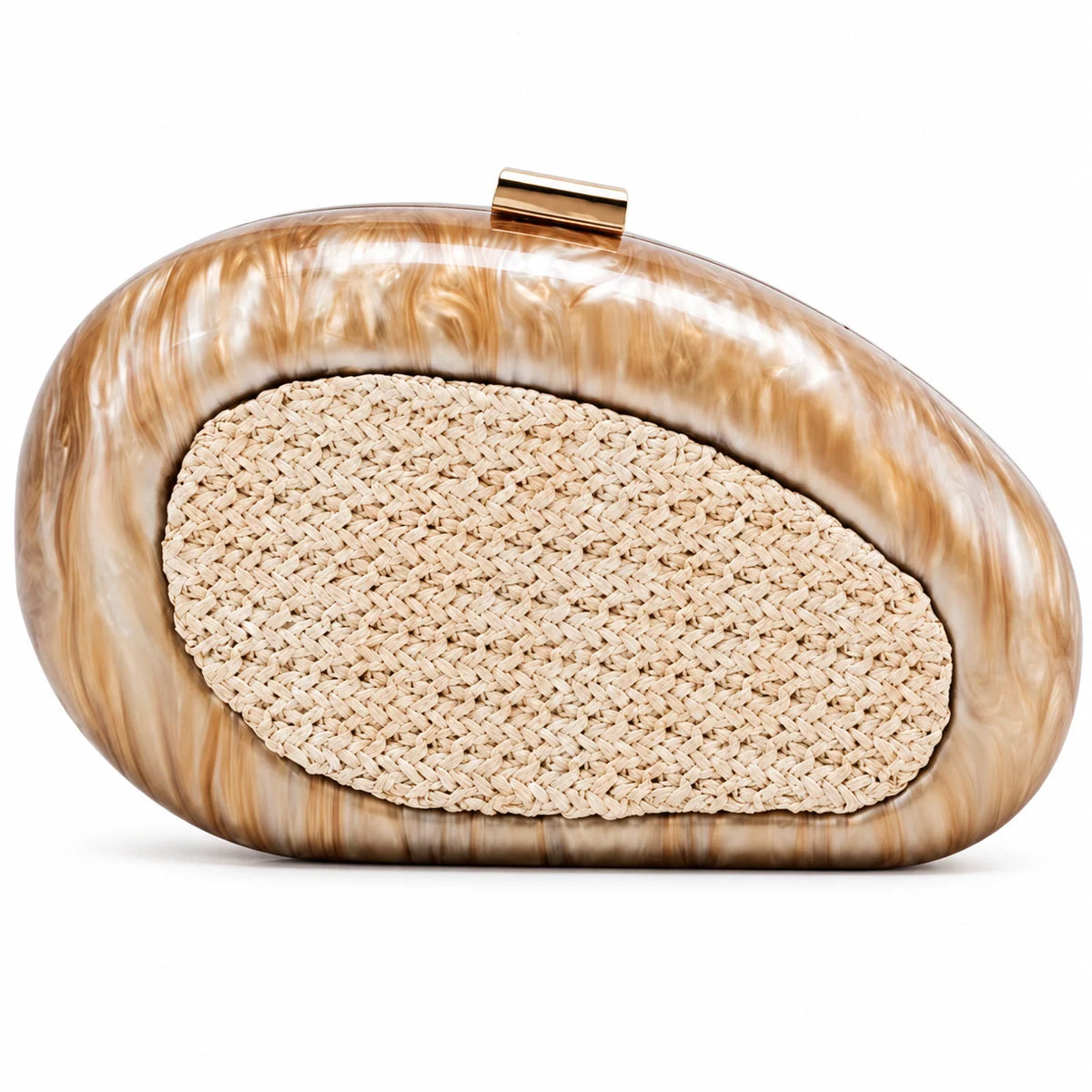Bella Acrylic Clutch with Raffia Centre- Champagne