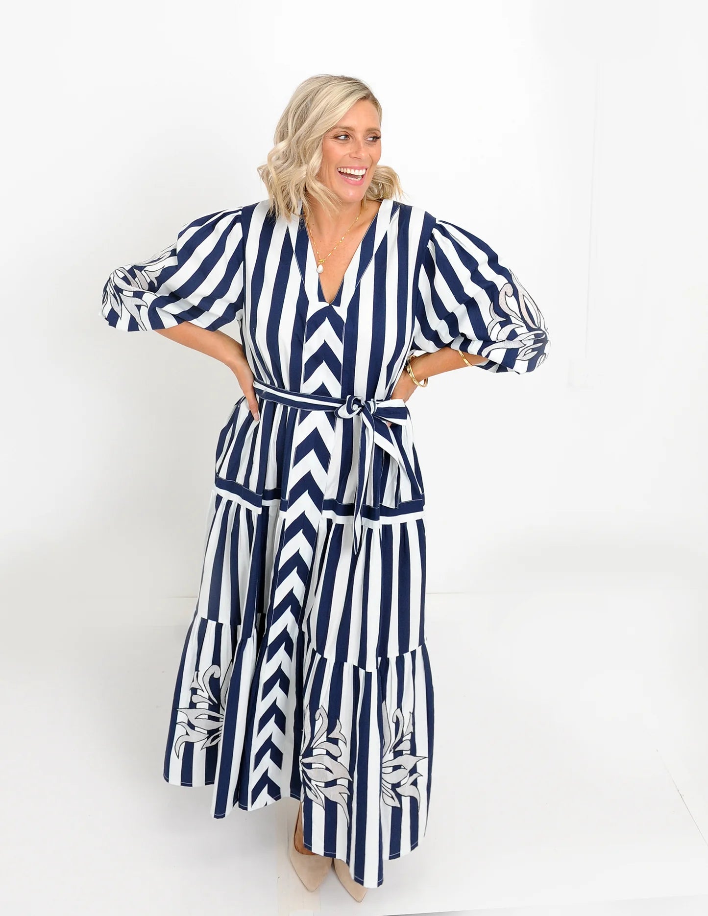 Poppy Dress - Navy Stripe