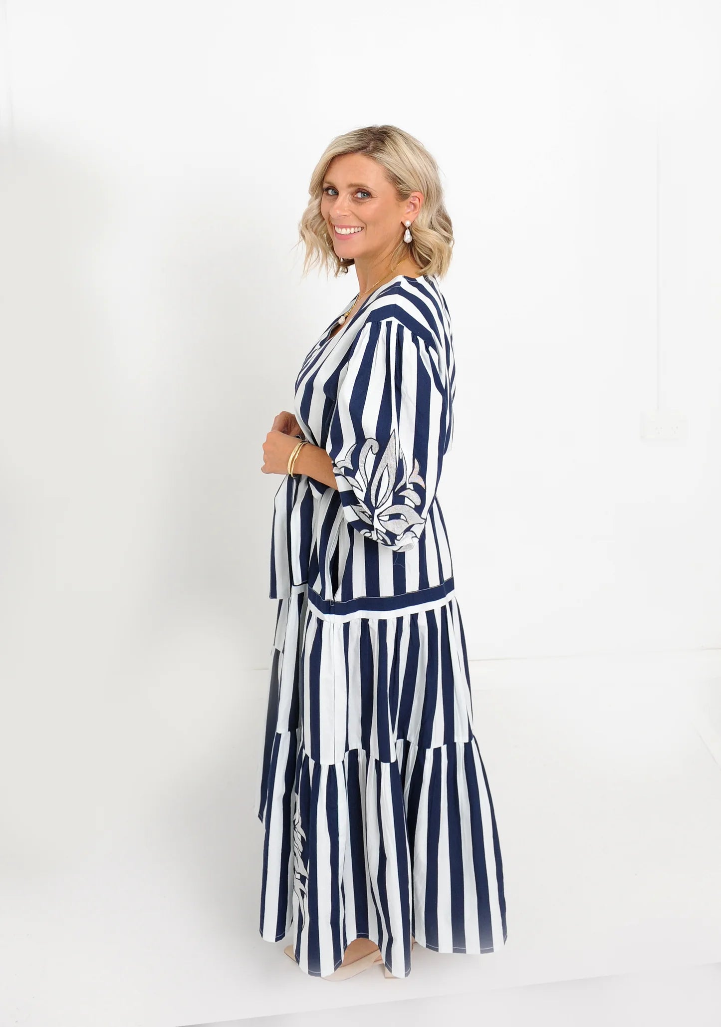 Poppy Dress - Navy Stripe