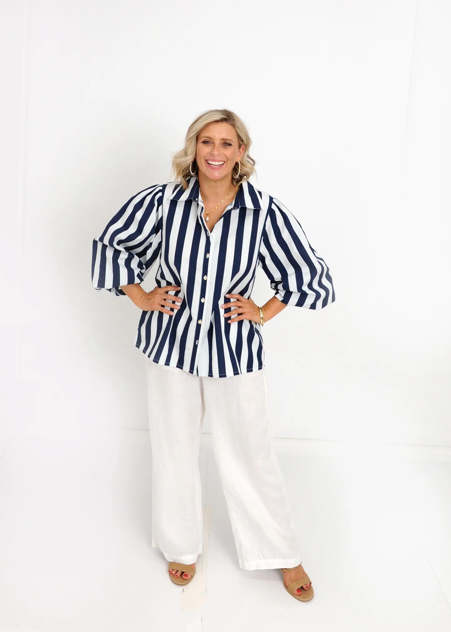 Poppy Shirt - Navy Stripe