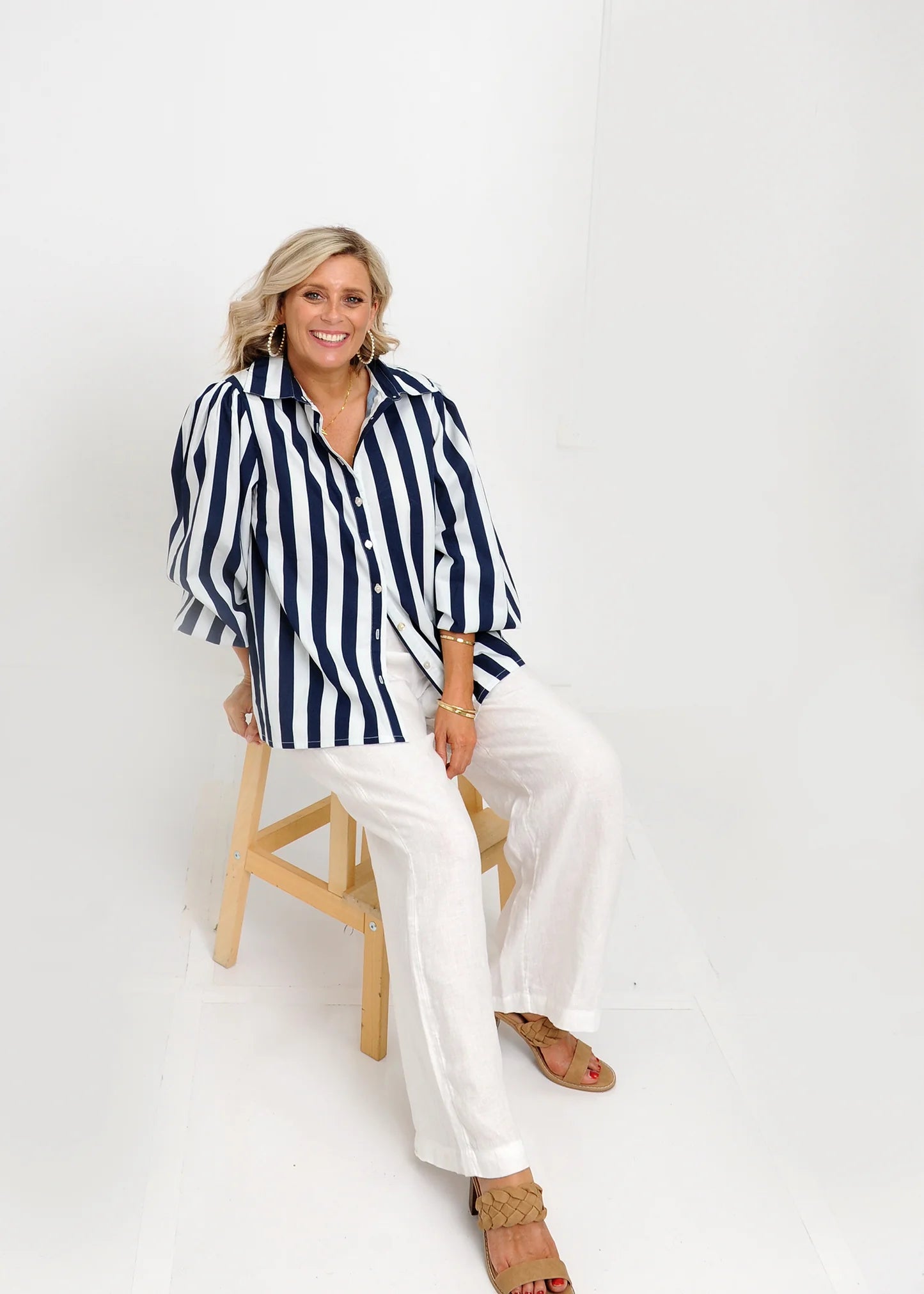 Poppy Shirt - Navy Stripe