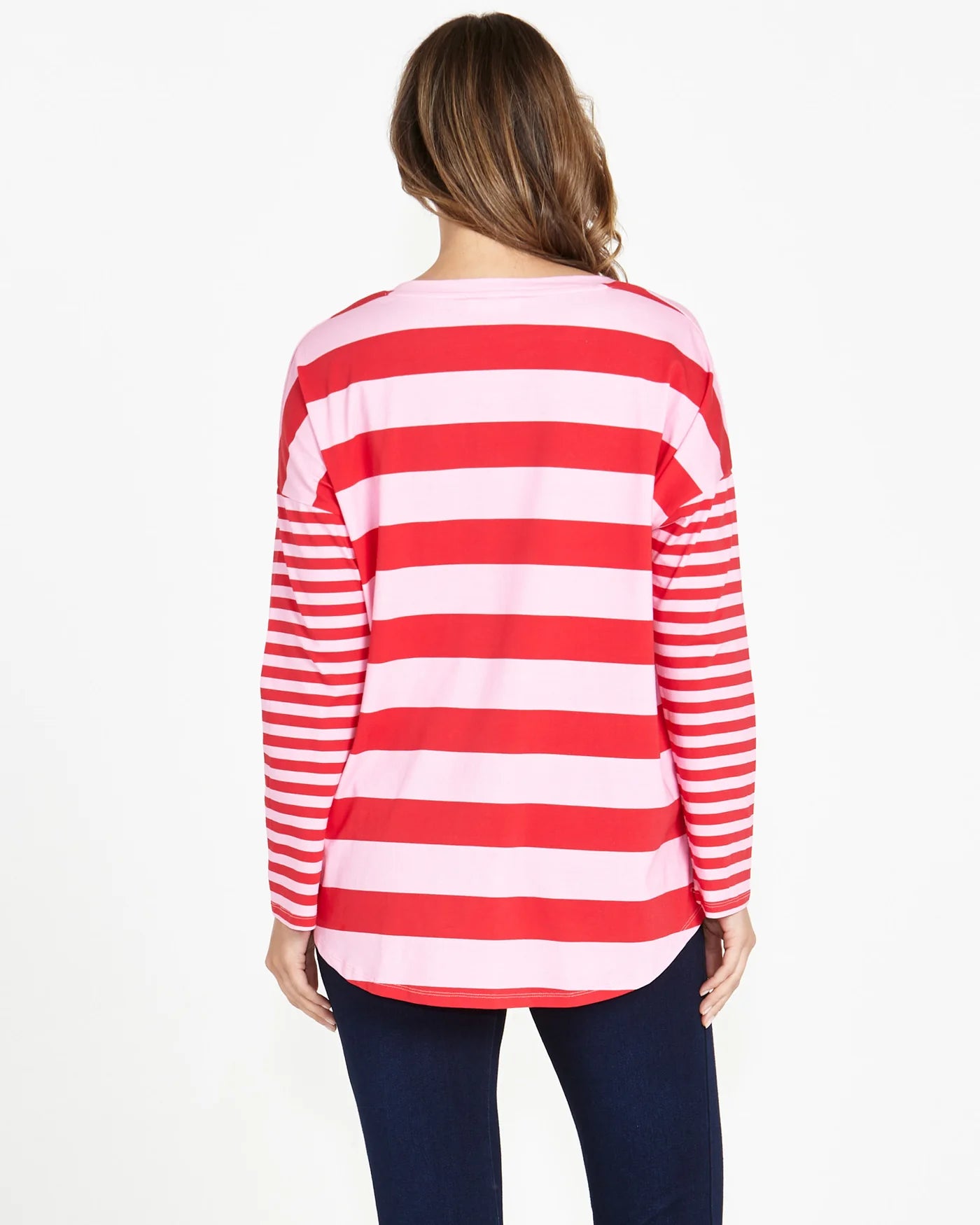 Betty Basics - Betty Boxy Tee - Pink/Red Stripe