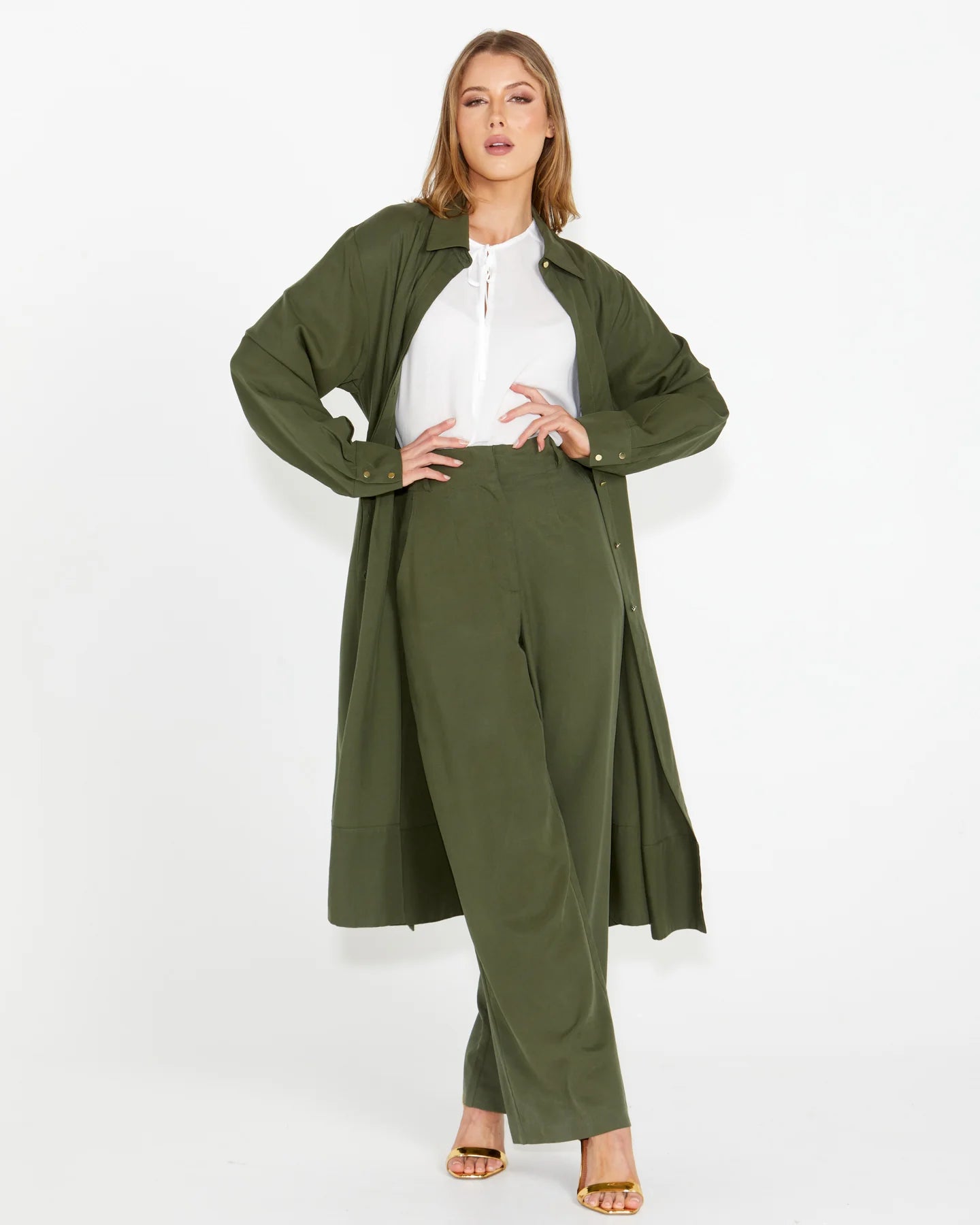 Fate & Becker - Alter Ego Duster Shirt Dress - Olive