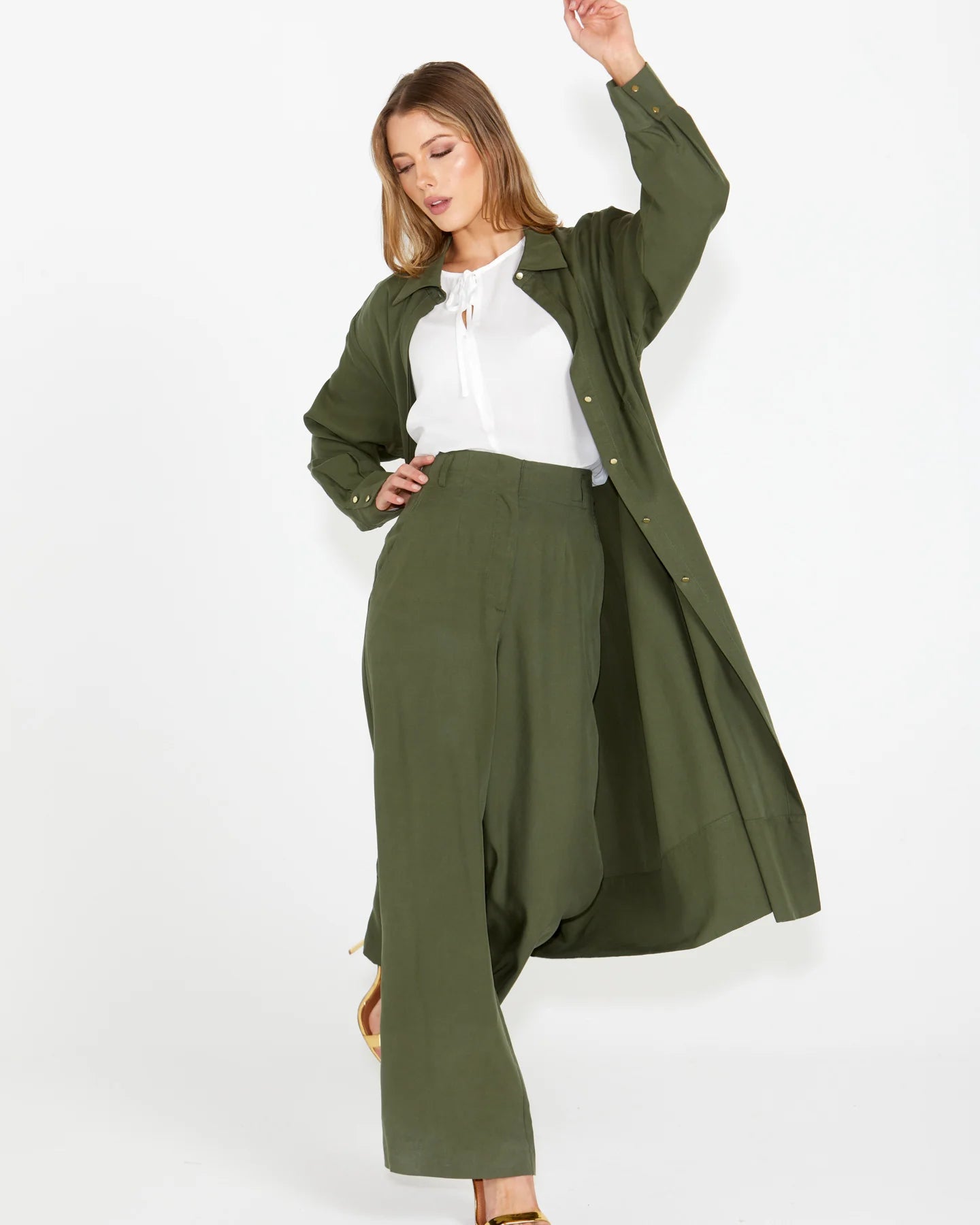Fate & Becker - Alter Ego Duster Shirt Dress - Olive