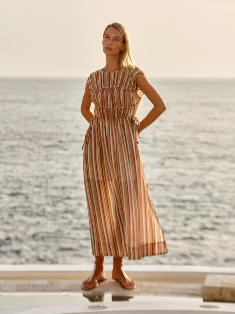 Fate & Becker - Callista Midi Dress - Sandbar Stripe