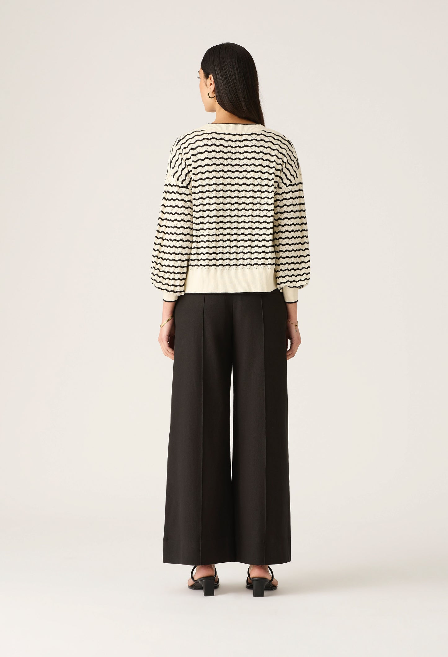 Mos the Label - Elara Knit Cardigan - Black White Stripe