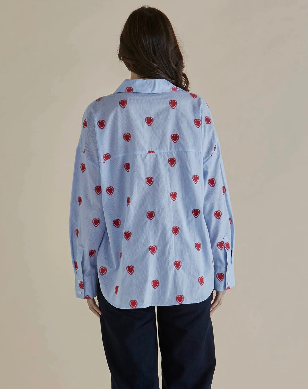 Betty Basics - Sage Shirt - Blue Heart Stripe