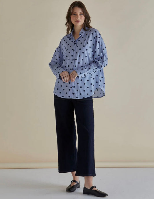 Betty Basics - Sage Shirt - Polka Dot Stripe