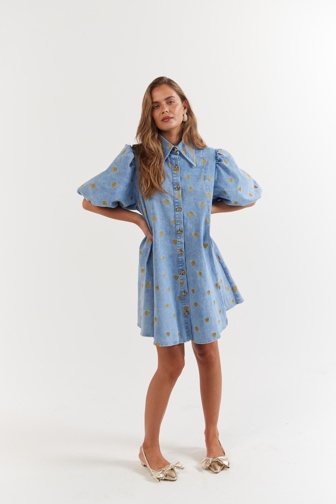 La Bohème Girls - Peyton Mini Dress - Denim Hearts