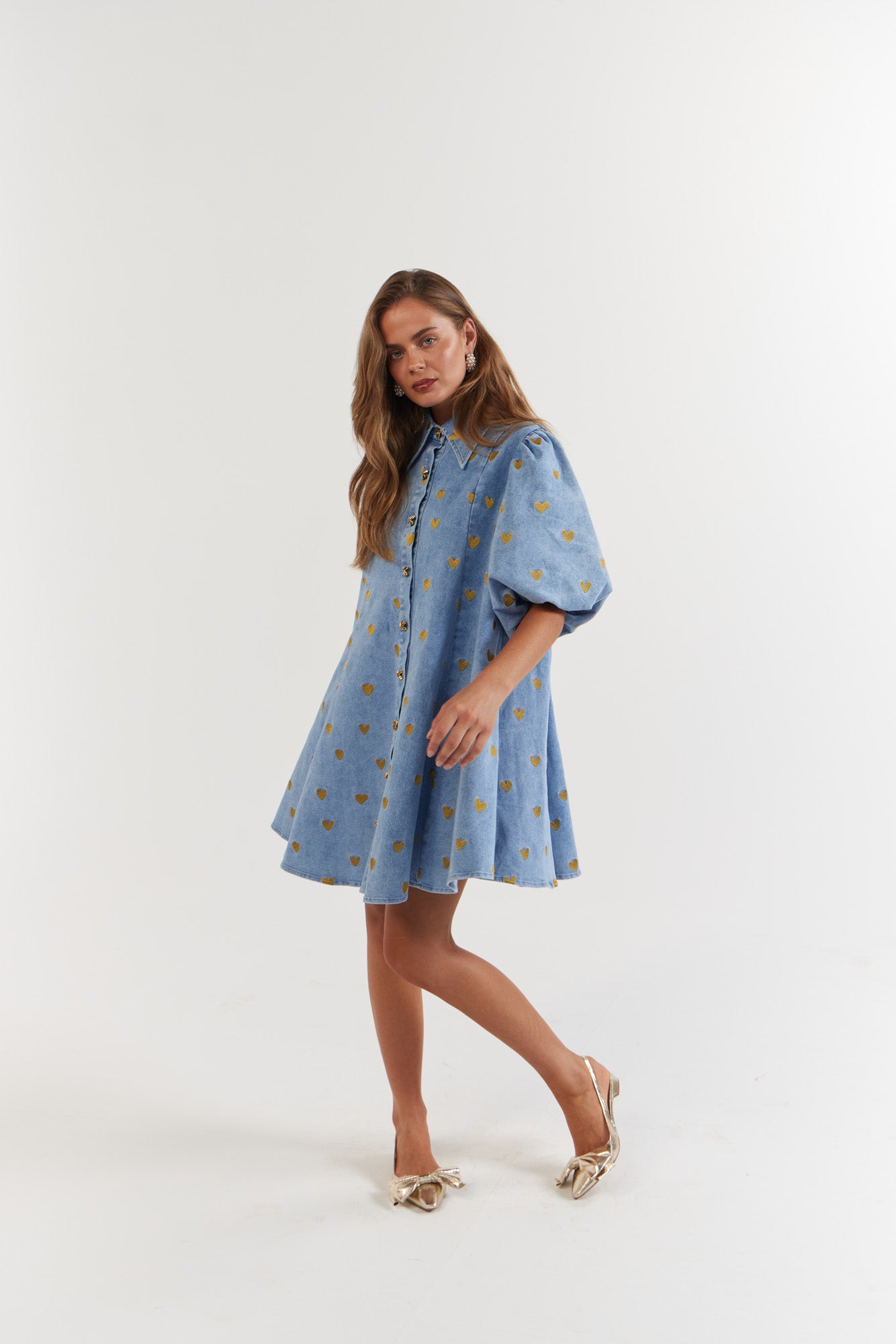 La Bohème Girls - Peyton Mini Dress - Denim Hearts