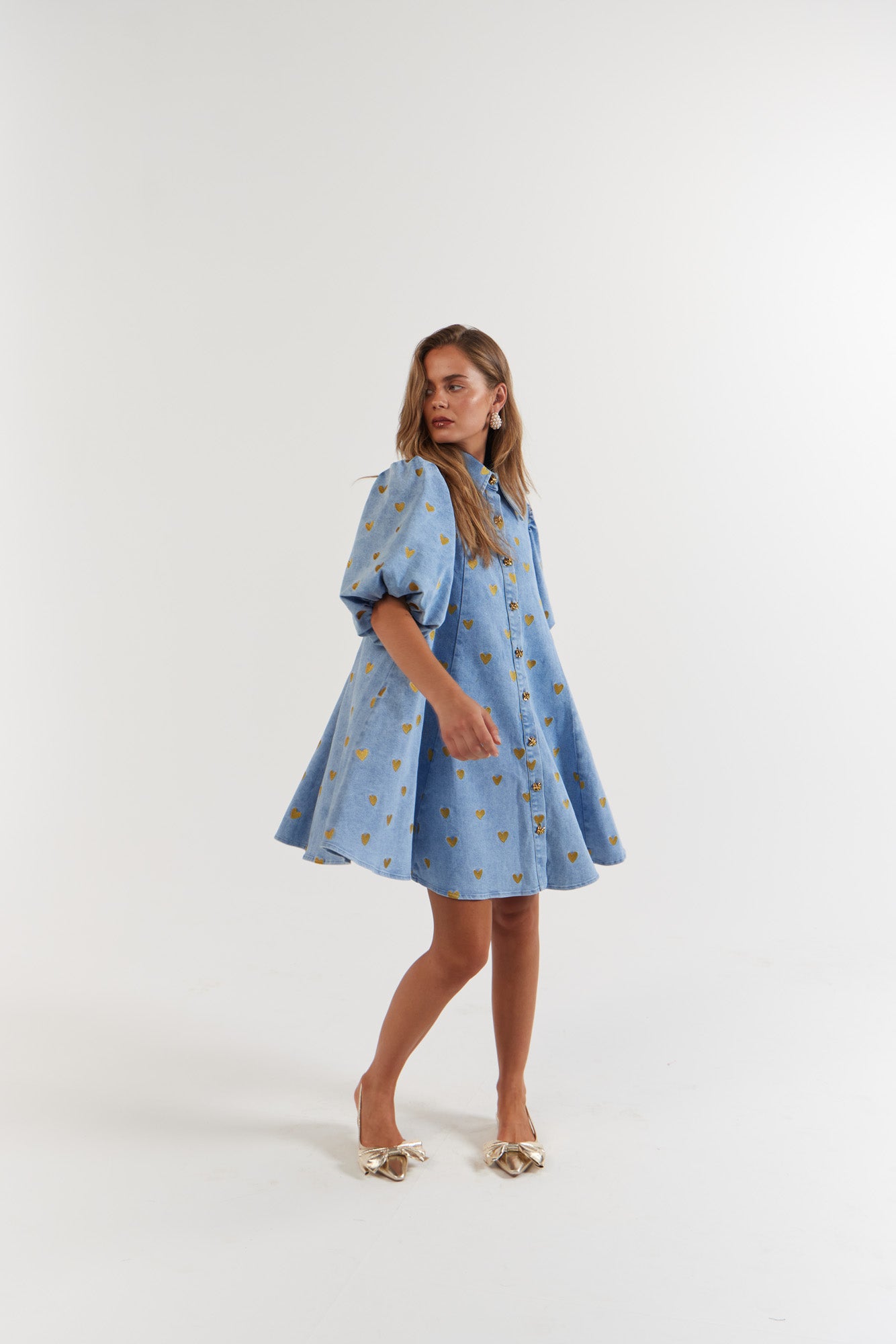 La Bohème Girls - Peyton Mini Dress - Denim Hearts