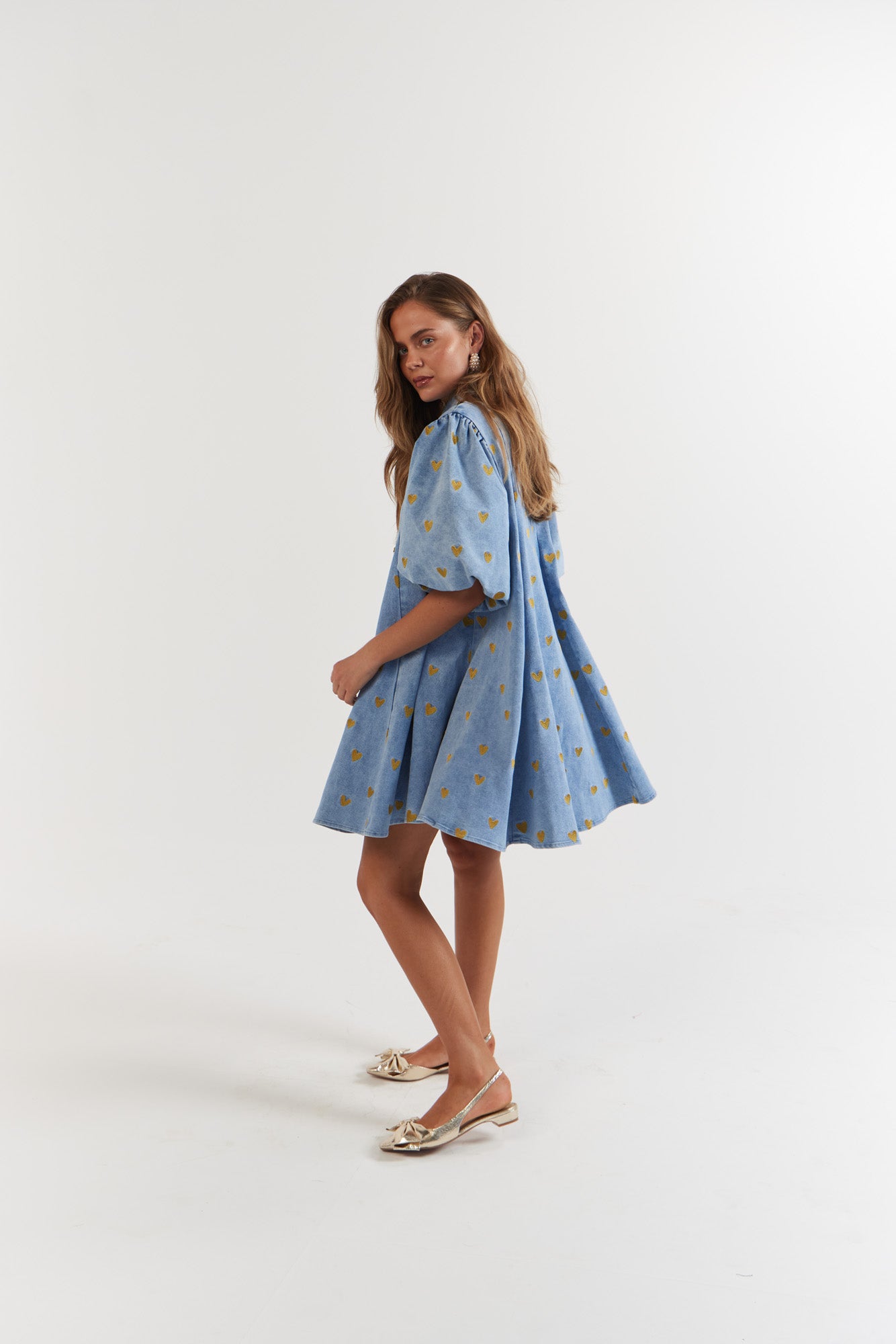La Bohème Girls - Peyton Mini Dress - Denim Hearts
