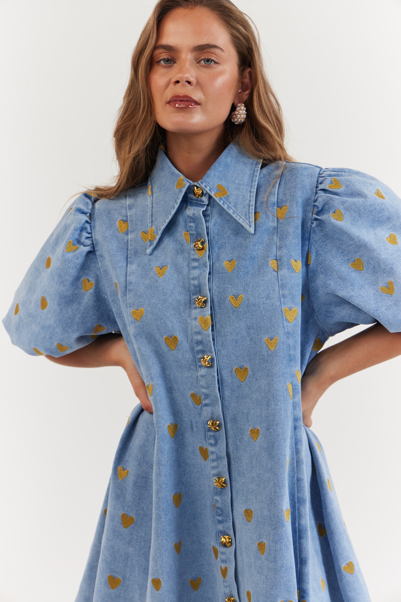 La Bohème Girls - Peyton Mini Dress - Denim Hearts