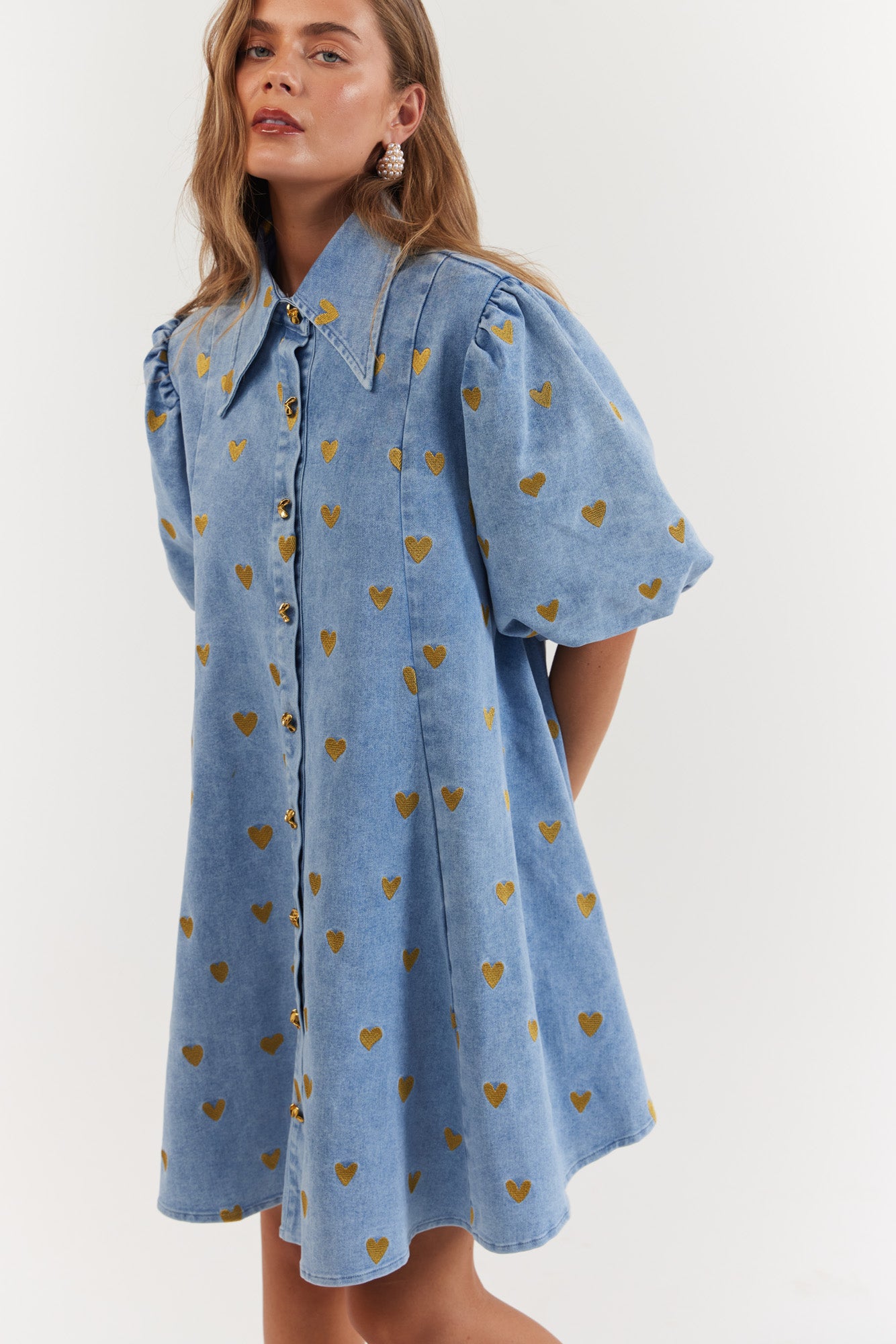 La Bohème Girls - Peyton Mini Dress - Denim Hearts