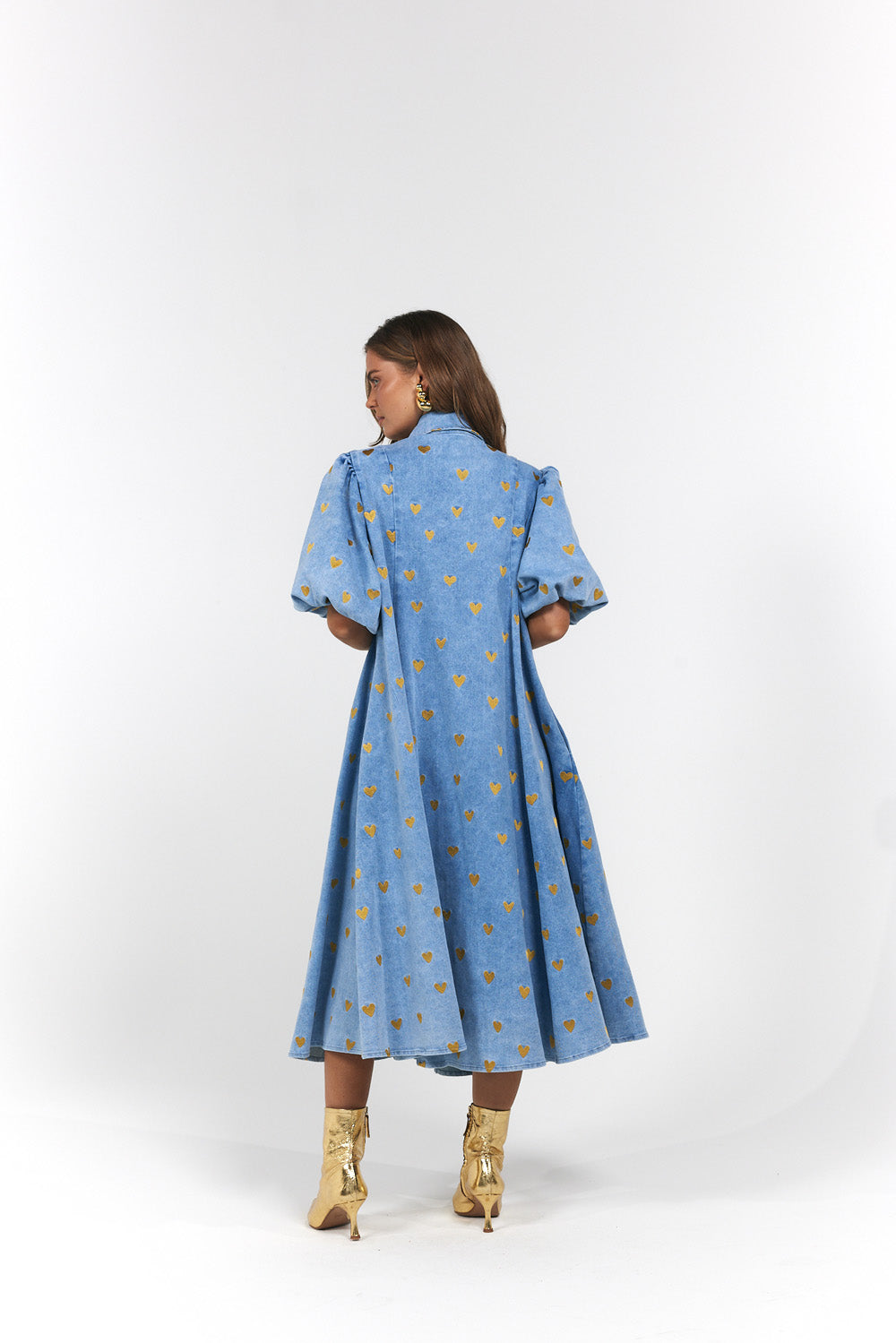 La Bohème Girls - Peyton Midi Dress - Denim Hearts