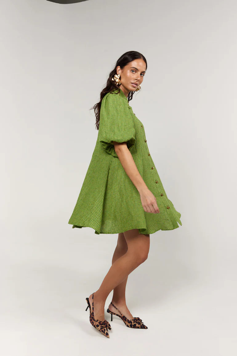 La Bohème Girls - Peyton Mini Dress - Green Gingham