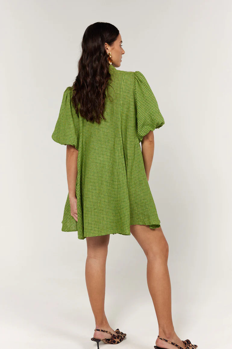 La Bohème Girls - Peyton Mini Dress - Green Gingham