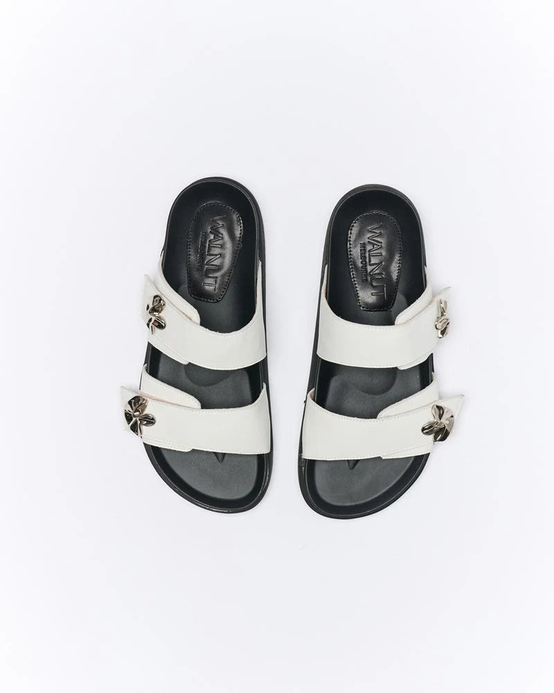 Walnut Melbourne - Monroe Leather Slide - Off White